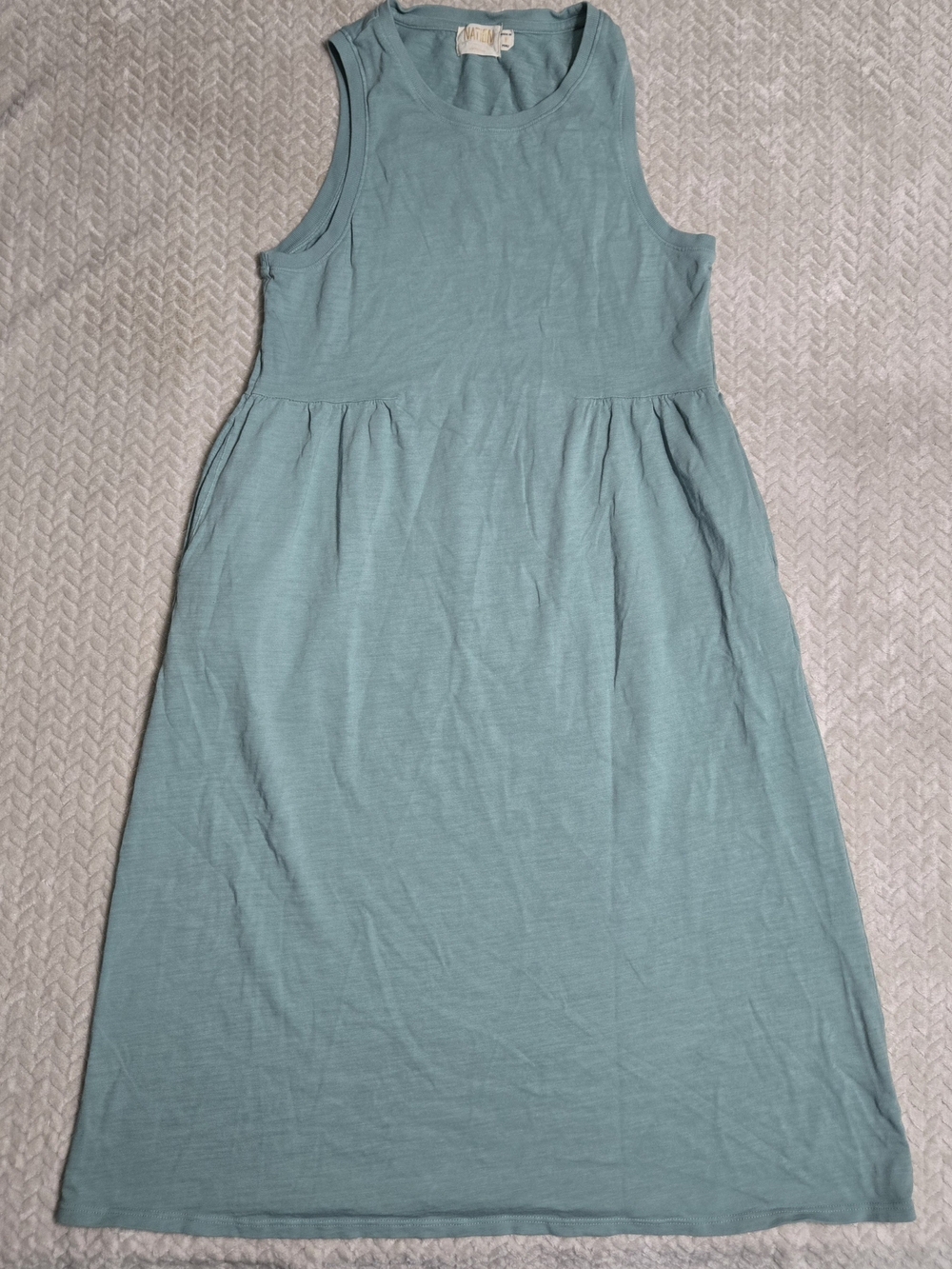 Nation LTD Perris Pima Cotton Babydoll Midi Tank Dress Seafoam Green S
